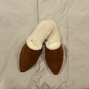Jenni Kayne Shearling-Lined Mule in Walnut - NWT - Size 38